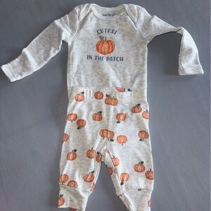 Carter's Gray and Orange‎ Pumpkin Print Footie